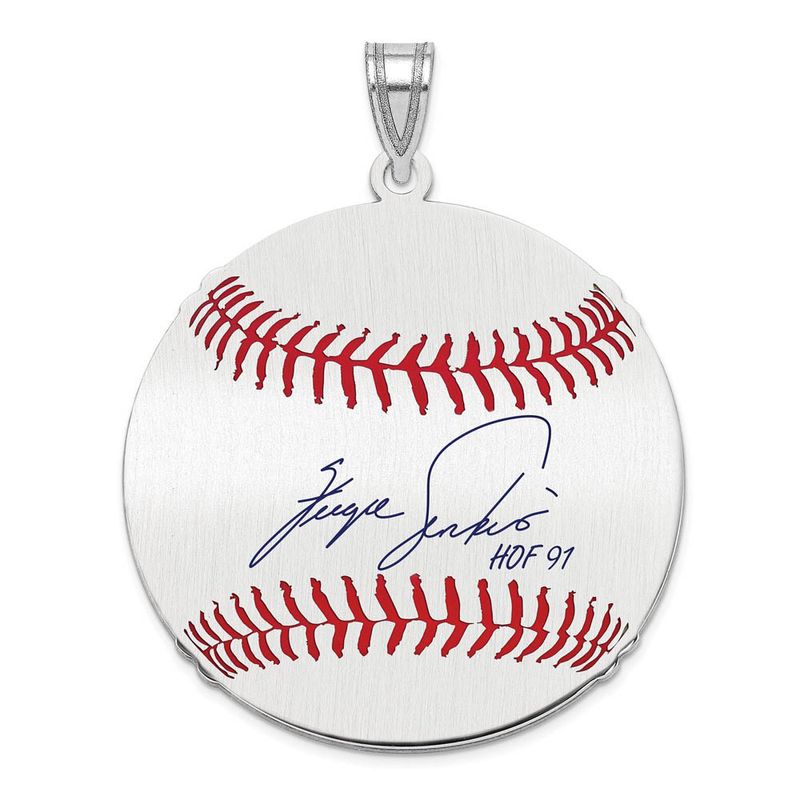 Sterling Silver Fergie Jenkins Signature Lg Enamel Baseball Pendant